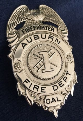 1950’s Auburn Ca Firefighter Badge - Hallmarked Blackinton