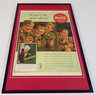 1942 Coca Cola / Us Soldiers Framed 11x17 Vintage Advertising Poster