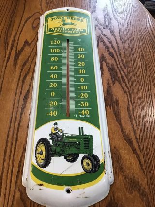Vintage John Deere Quality Farm Equipment 27 " Thermometer Metal Sign (taylor)