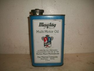 Nos Full Vintage Maytag Multi - Motor Oil & Gas Fuel Mixing Quart Tin Can