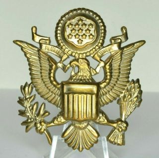 Highly Detailed N.  S.  Meyer Wwii/korean War Hat/cap Badge Us Army Officer Gilt
