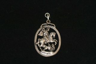 Large St.  George Slaying The Dragon,  800 Silver Pendant