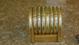 Vintage Mid Century Wooden Oak & Cork Drink Coaster Trays Caddy Brass Handle 2