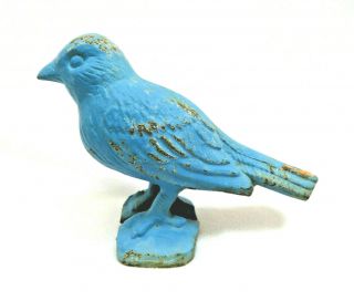 Vintage Rustic Heavy Cast Iron Blue Bird Figurine / Paperweight