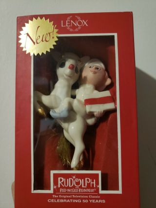 2014 Lenox Christmas Ornament Rudolph The Red Nosed Reindeer With Hermey