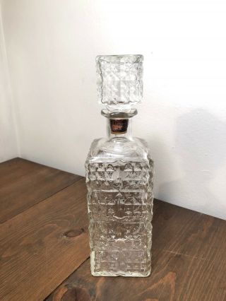 Vintage Heavy Crystal Square Cut Glass Liquor Decanter