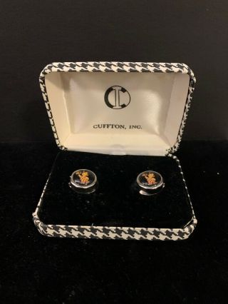 Vintage Cuffton,  Inc.  Silver Tone Big Boy Restaurant Cuff Button Covers