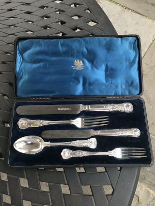 Antique Solid Silver King Pattern Serving Set Mappin Fork Spoon Knif London 1890