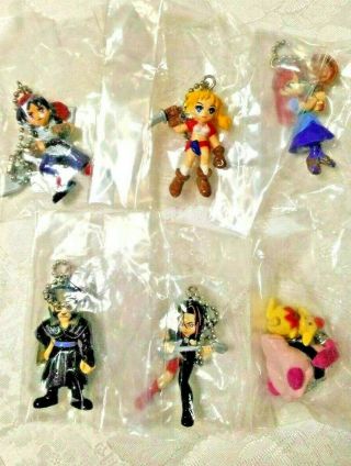 Complete X 6 Chrono Cross 1999 Bandai Swing Figure Keychain Rare