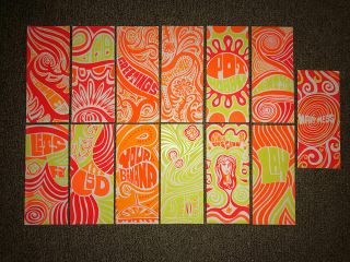 True Vintage Set Of 13 Hand Screened Psychedelic Greeting Cards 1967