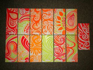 True Vintage Set of 13 Hand Screened Psychedelic Greeting Cards 1967 2