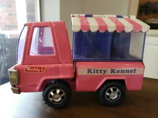 Vintage Pressed Steel Buddy L Kitty Kennel Truck Pink Cat Rescue
