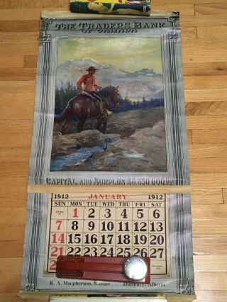 Vintage North West Mounted Police Calendar 1912 Traders Bank Of Canada Nwmp
