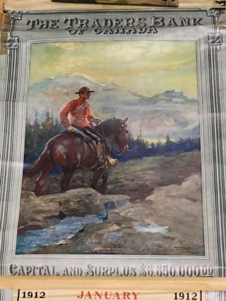 Vintage NORTH WEST MOUNTED POLICE Calendar 1912 Traders Bank of Canada NWMP 2
