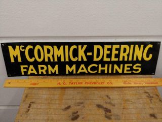 1950s Mccormick - Deering Farm Machines Embossed Tin Litho Sign - 5.  5x23.  5 -