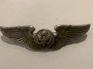 Wwii Us Army Air Force Sterling Silver Air Crew Wings Pin 3 " A.  E.  Co.  Utica N.  Y.