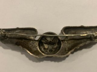 WWII US Army Air Force Sterling Silver Air Crew Wings Pin 3 
