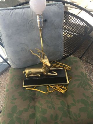 Vintage Large Brass Deer Reindeer With Antlers Lamp 14 " X 13 " Tall 7.  90 Pounds