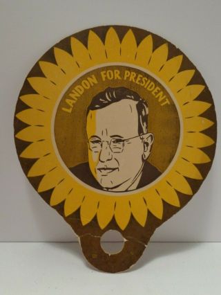 1936 Landon For President Sunflower Hand Fan