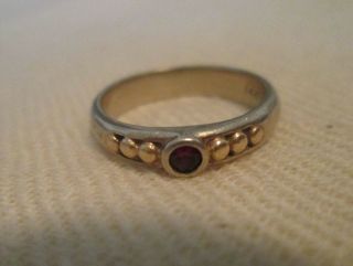 Vintage 14k Gold Ring With Ruby Garnet Red Stone