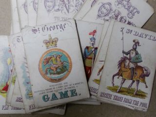 Antique Playing Cards - Very Rare Antique Card Game C.  1858 == 49 Cards,  Box