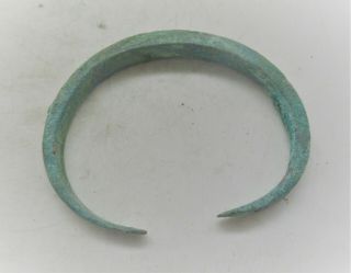 Circa 900 - 1000ad Viking Era Norse Bronze Bracelet With Serpent Head Terminals