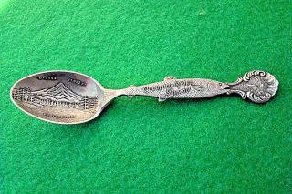 Sterling Silver Souvenir Teaspoon,  " Mt.  Hood / Salmon Handle ",  Portland,  Oregon