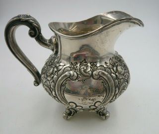 Fisher Sterling Silver Repousse Hand Chased Footed Creamer Marked And Stamped