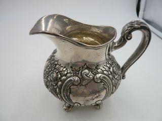 Fisher Sterling Silver Repousse Hand Chased Footed Creamer Marked and Stamped 3