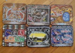 Australian Made Coasters Aboriginal Art Set Of 6 Lewis Burns