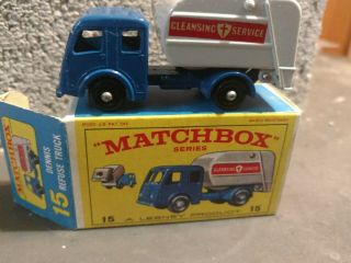 Old Lesney Matchbox 15 Dennis Refuse Truck Mib Old Store Stock