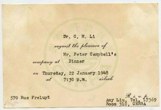 Dr.  C.  Li Of Cnrra Invitation To Canada Consul Shanghai China 1948