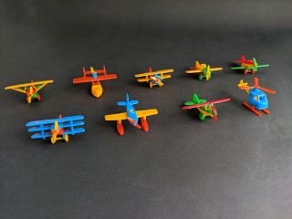 Set Of 9 Bruder Mini Flugzeuge | Germany Miniature Plastic Vintage Airplanes 140