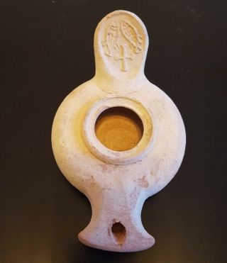 Biblical Classic Jerusalem Oil Lamp Holy Land Roman Antique Roman Clay Pottery.