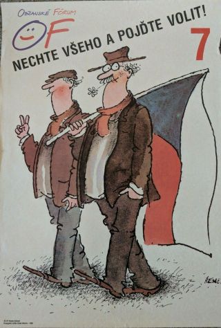Vintage Obcanske Forum Czech Campaign Poster 1990 Election 23 " X 16 "