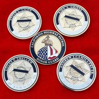 Chp Officer Chellew Camilleri Griess Licon Honor Guard Memorial Coins (lapd Nypd