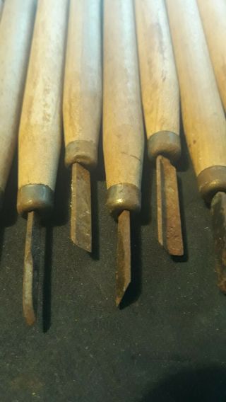 Vintage WOOD CHISEL CARVING Set Of 12 Wood Carving Tools 3