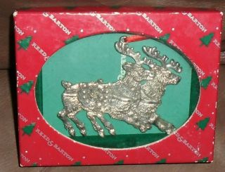 Reed & Barton,  Donder And Blitzen Reindeer,  Vintage Christmas Tree Ornament,  Euc