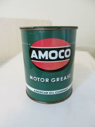 Vintage Amoco American Oil Company 1 Pound Cup Grease Early Metal Motor Oil Can