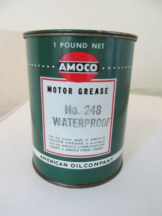 Vintage Amoco American oil company 1 Pound Cup Grease Early Metal Motor oil can 2