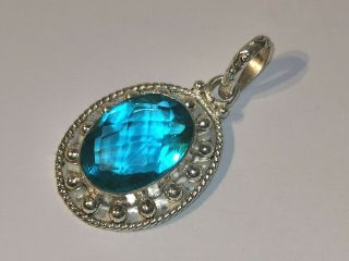 Large Impressive Sterling Silver Pendant With Blue Stone - Metal Detecting Find