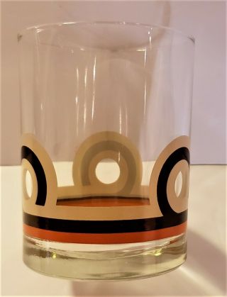 Vintage 1970s Mod Brown and Orange Low Ball Cocktail Glass 2