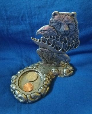 Vintage Carson Statesmetal Pewter Bear Eagle Moose Votive Candle Holder/ash Tray