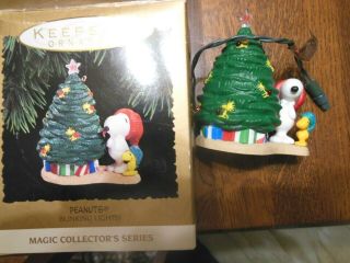 Hallmark Ornament Peanuts Blinking Lights 1993 & 1994 Magic Collector 