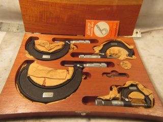 Vintage Box Of 4 Pc Set Micrometers By Lufkin Rule Co In Usa