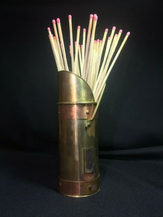 Vintage Brass & Copper Match Holder Rustic,  Vintage Functional Decor Gem