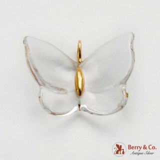 Baccarat Crystal Butterfly Pendant 14k Yellow Gold Signed