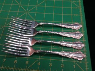 4 Georgian Rose Sterling Silver Forks By Reed And Barton 7 Inch Fork
