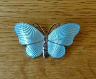 Sterling Silver 925 Light Blue Enamel Butterfly Brooch Ivar T Holth Norway Holt 2