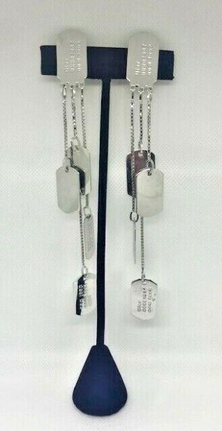 Authentic Vintage Dior Dog Tag Earrings With Matching Necklace